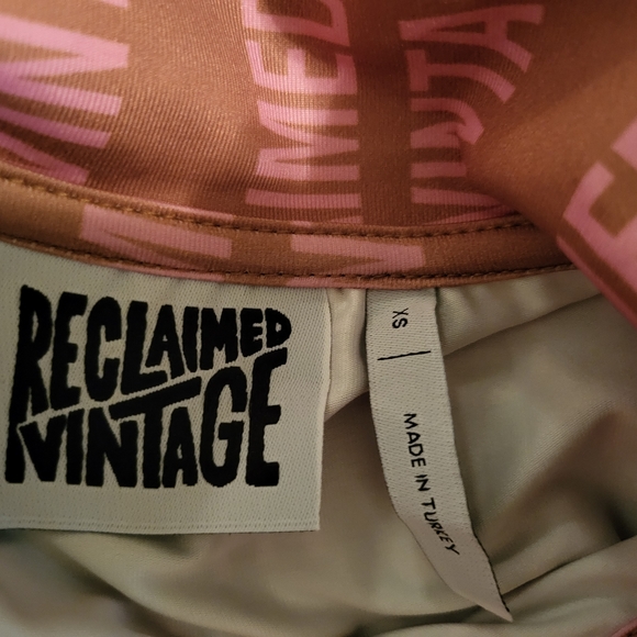 ASOS Reclaimed Vintage Set Button Down Tie Mini Skirt A Line Pink Mauve - Picture 4 of 12